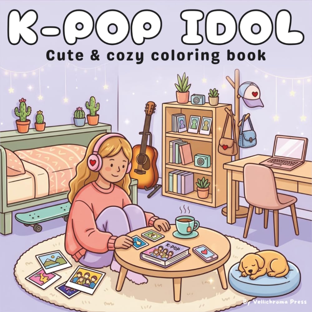 K-POP IDOL: Cute and Kawaii K-Pop Idol Fashion Coloring Book for Girls, Teens, and K-Pop Fans