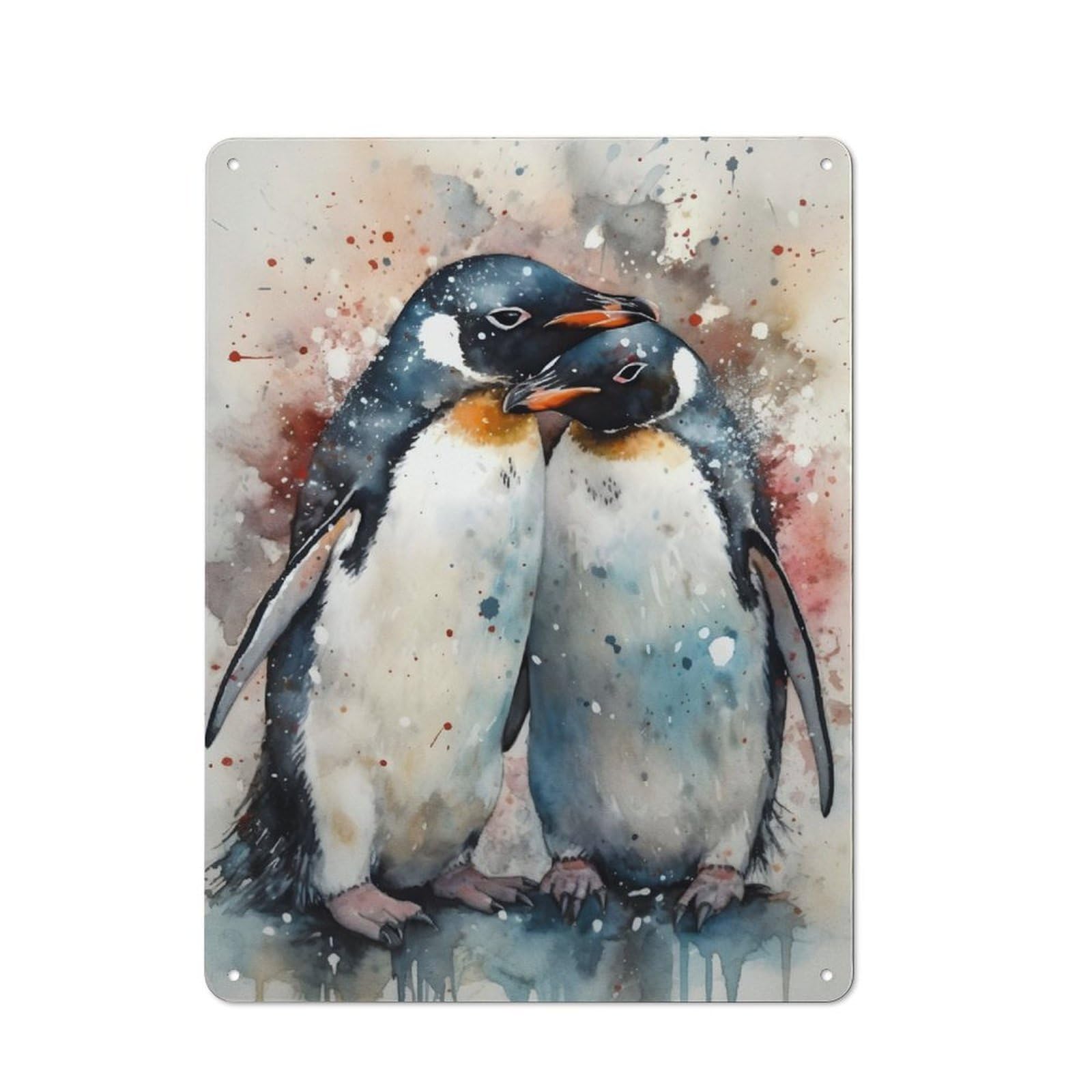Junmoney Penguins Tin Sign 40X30cm With For Pub Or Café, Retro-Style Decor, Suited To Café Interior Fans
