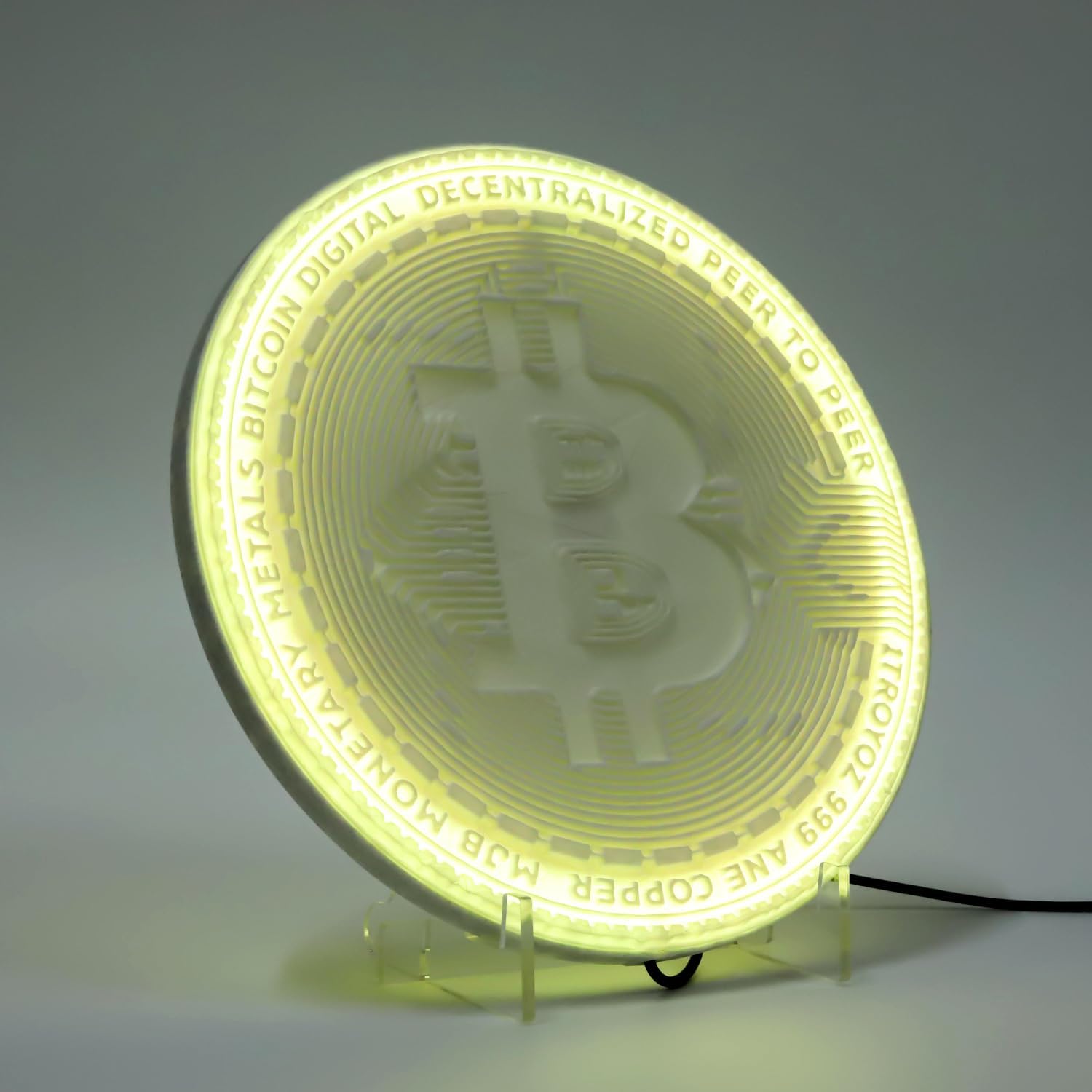 3D Moon Lamp – 3D Printed PLA Floating Moon, APP & Manual Control, RGB Music-Sync, Desktop & Wall-Mountable Night Light for Home, Kids, Party (Bitcoin 11.6lnches)