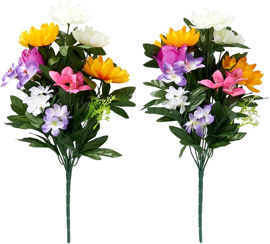 アイメディア(Aimedia) お墓・仏壇用 お供え花 2束組 造花 仏花 墓花 榊 神棚 長持ち お墓参り お盆 お彼岸 慶弔 高さ45cm | 枯れな...