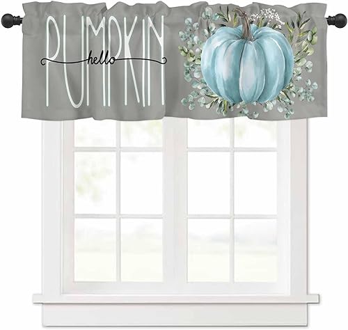 Cenefa de cortina de 54 x 18 pulgadas, cenefas de ventana de Acción de Gracias, cortinas con bolsillo para barra, cortina corta de otoño para