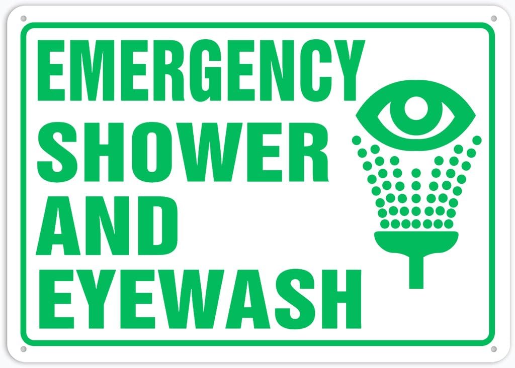 8"x12" Rust Free Aluminum Metal Sign - Emergency Shower And Eyewash - Weather Resistant, Durable, Easy To Mount