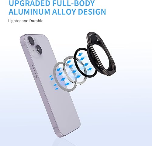 Miniatura 9 de Rimyam Soporte magnético para anillo de teléfono MagSafe para agarre de dedo ajustable, soporte de teléfono, accesorios seguros para iPhone 141312