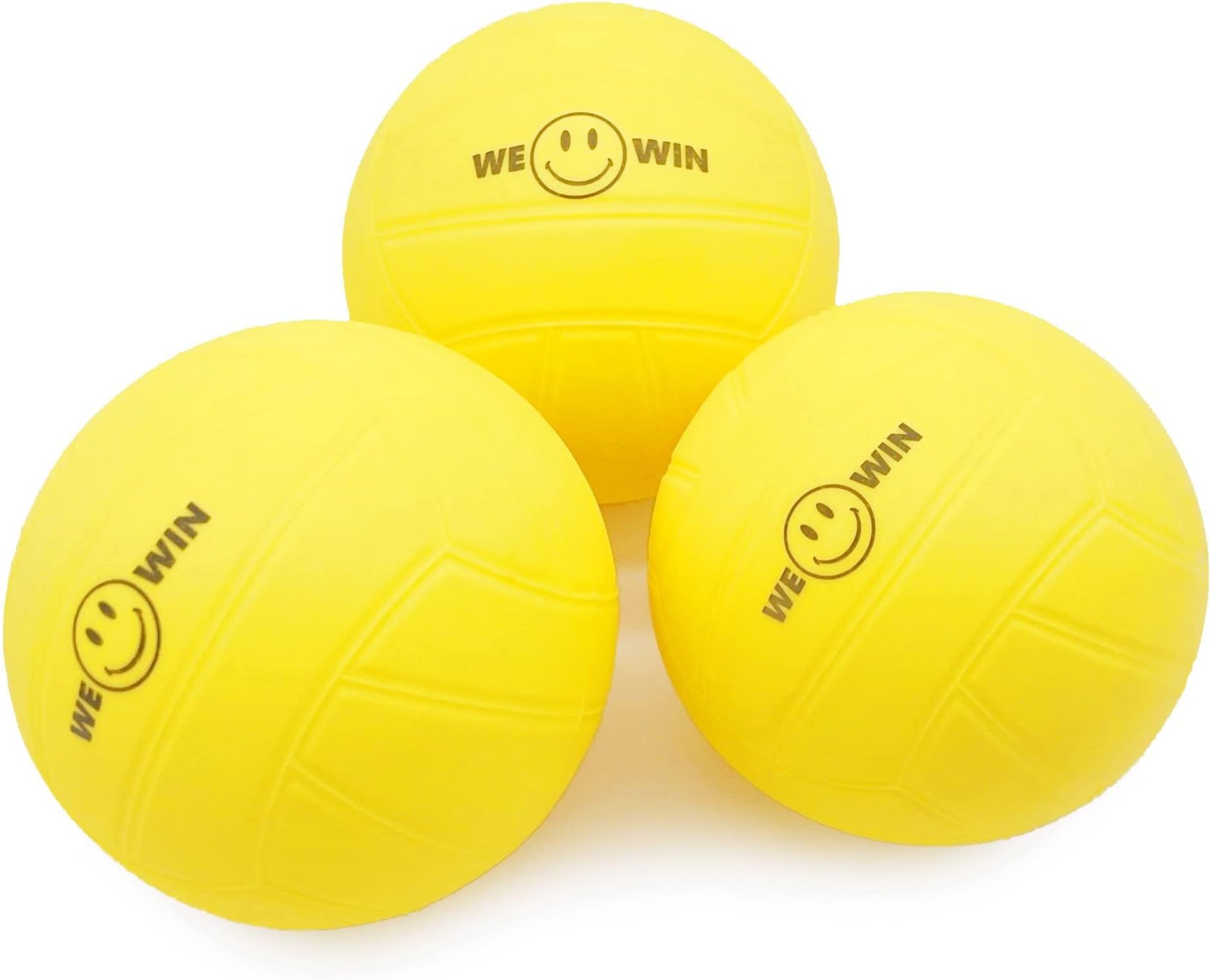 Spike Replacement Balls | Roundnet Game | Strong Bounce 3.5-Inch Yellow Soft Rubber Balls 3-Pack | Lawn Beach Volleyball (3)