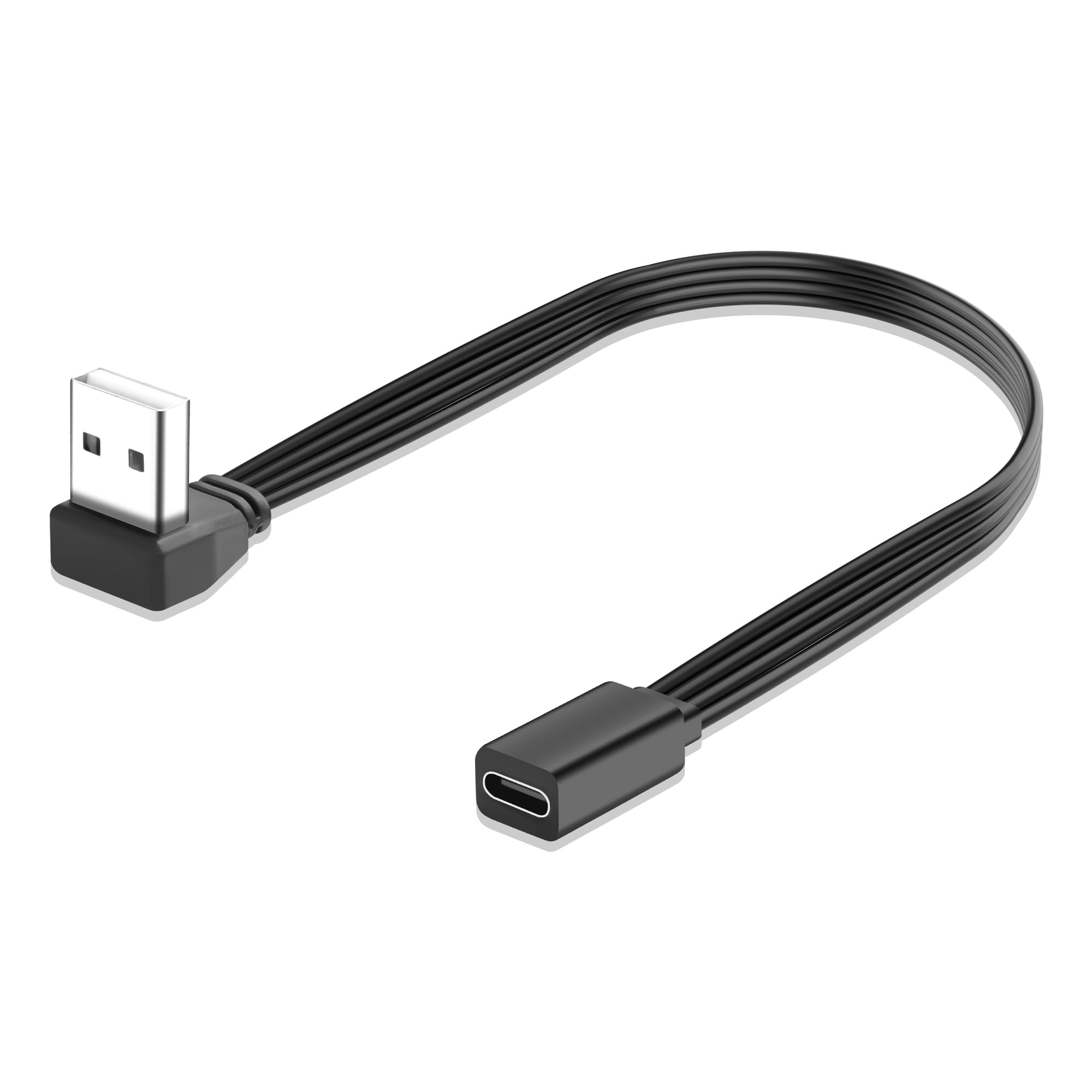 JSADZKJ USB to USB-C Cable 90 Degree Angle USB 2.0 Male to USB Type C Female Connector Converter Adapter Short USBA to Type C Cable Support Data and
