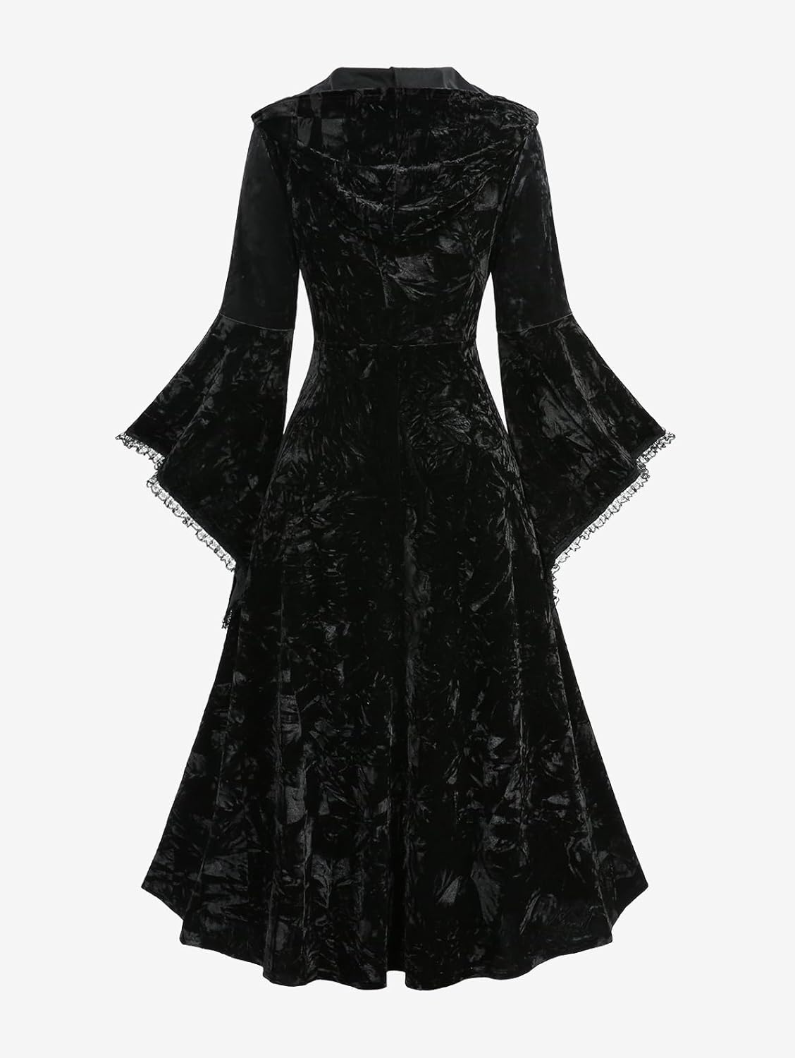ROSE GAL Plus Size Women Gothic Halloween Costume Coat Hooded Ombre Velvet Bell Sleeve Zip Closure Goth Trench Coat