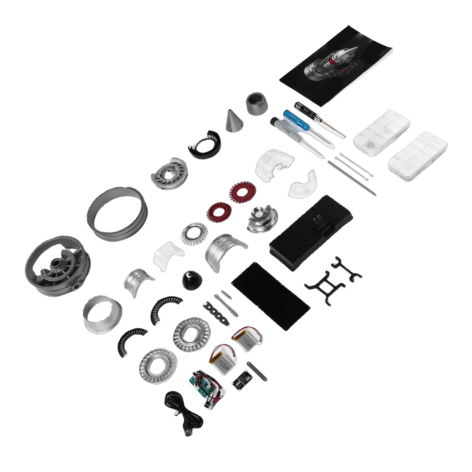 FTVOGUE Kit de Modelo de Motor Turbofan de Avión, Conjunto de Helicóptero de Simulación de Metal con Caja de Cambios y Pantalla Dinámica para Entusiastas de la Aviación Adultos Escala 1/12