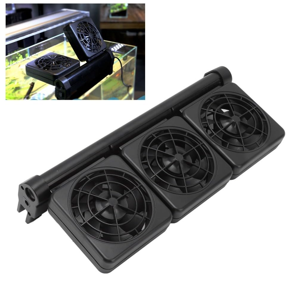 Ventilateur d'aquarium en alliage d'aluminium et plastique noir réglable avec prise (3 ventilateurs)