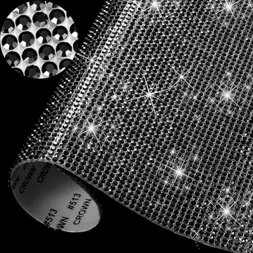 Image of Winwell12000Pcs Bling Crystal Rhinestones Sheet Sticker, Self Adhesive Glitter Gem Sheet for DIY Crafts Gifts /Home Decor /handbag /Car /Mobiles & Accessories /hair accessory /Phone /decorative vase /picture frame /candle holder /Shoes /Scrapbook cover /DIY project Decoration, 13 x 9 Inch (Black)