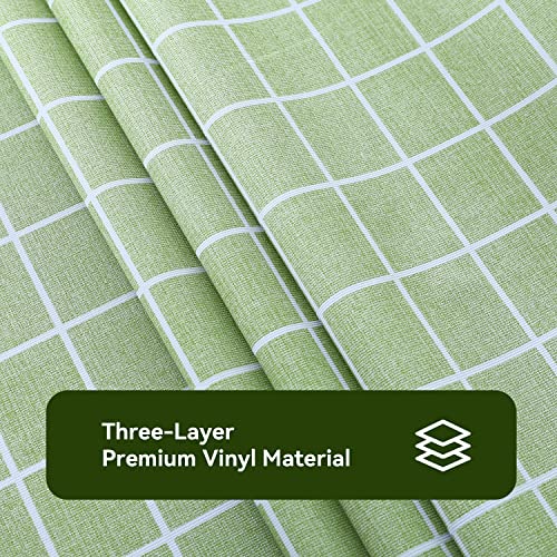 Romanstile Rectangle Checkered Waterproof Vinyl Tablecloth - Heavy Duty Oil Proof Stain Resistant Spill Proof Wipeable PVC Table Cloths for Dining Table/BBQ/Camping/Indoor Use （54x78 inch, Green Plaid