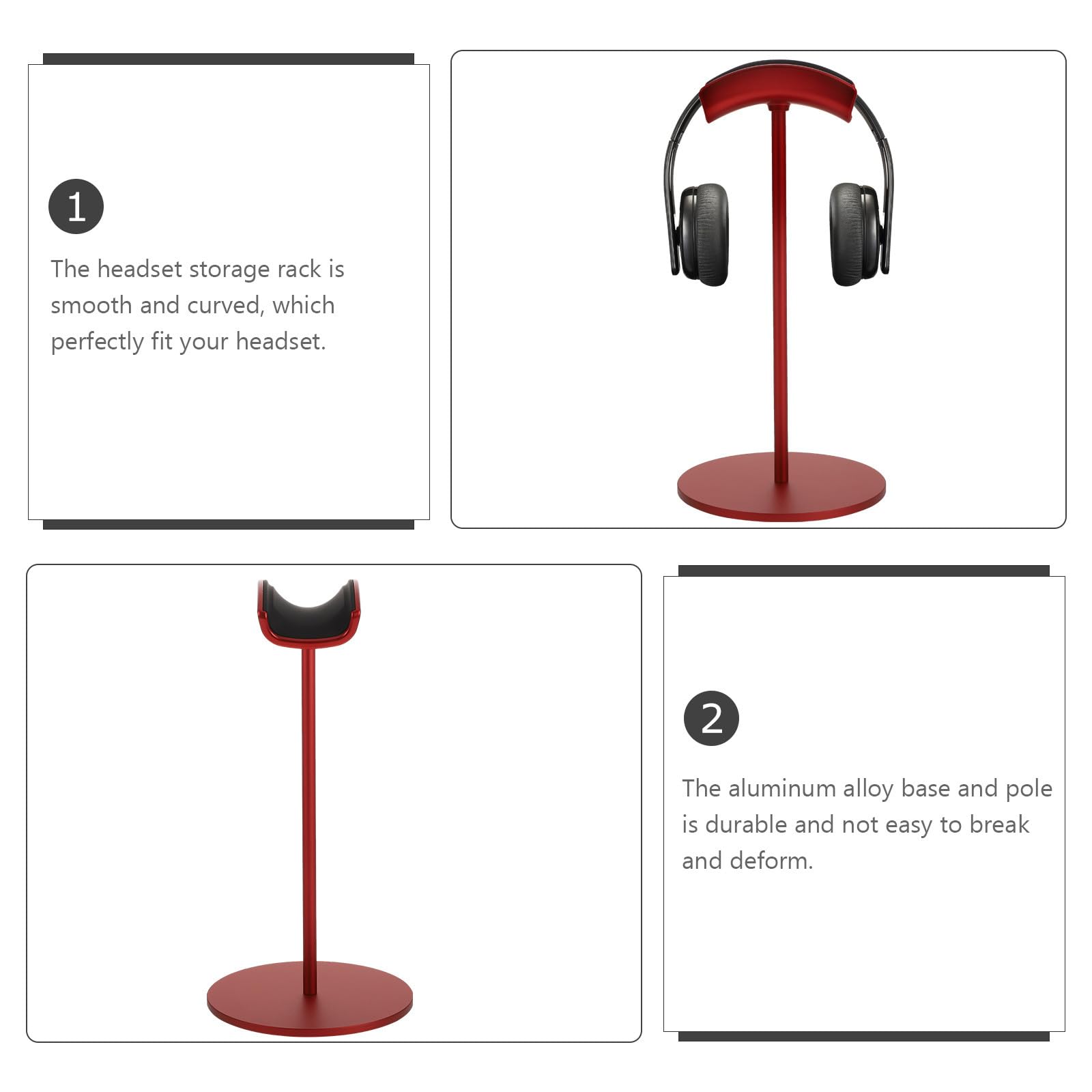SOIMISS Supporto per Cuffie da Gioco in Metallo Rosso Espositore da Scrivania per Cuffie da Computer per Ufficio Studio e Casa Design Stabile e