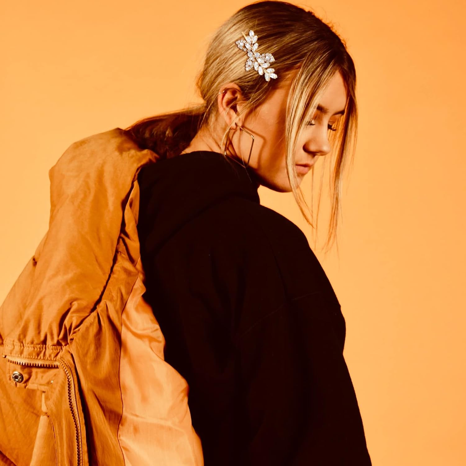 Waydress 4 Pcs Rhinestone Hair Clip Wedding Bridal Hair Barrette Decorative Leaf Crystal Side Hairpin Accessories for Women(Rhinestone Style,Gold) - Image 5