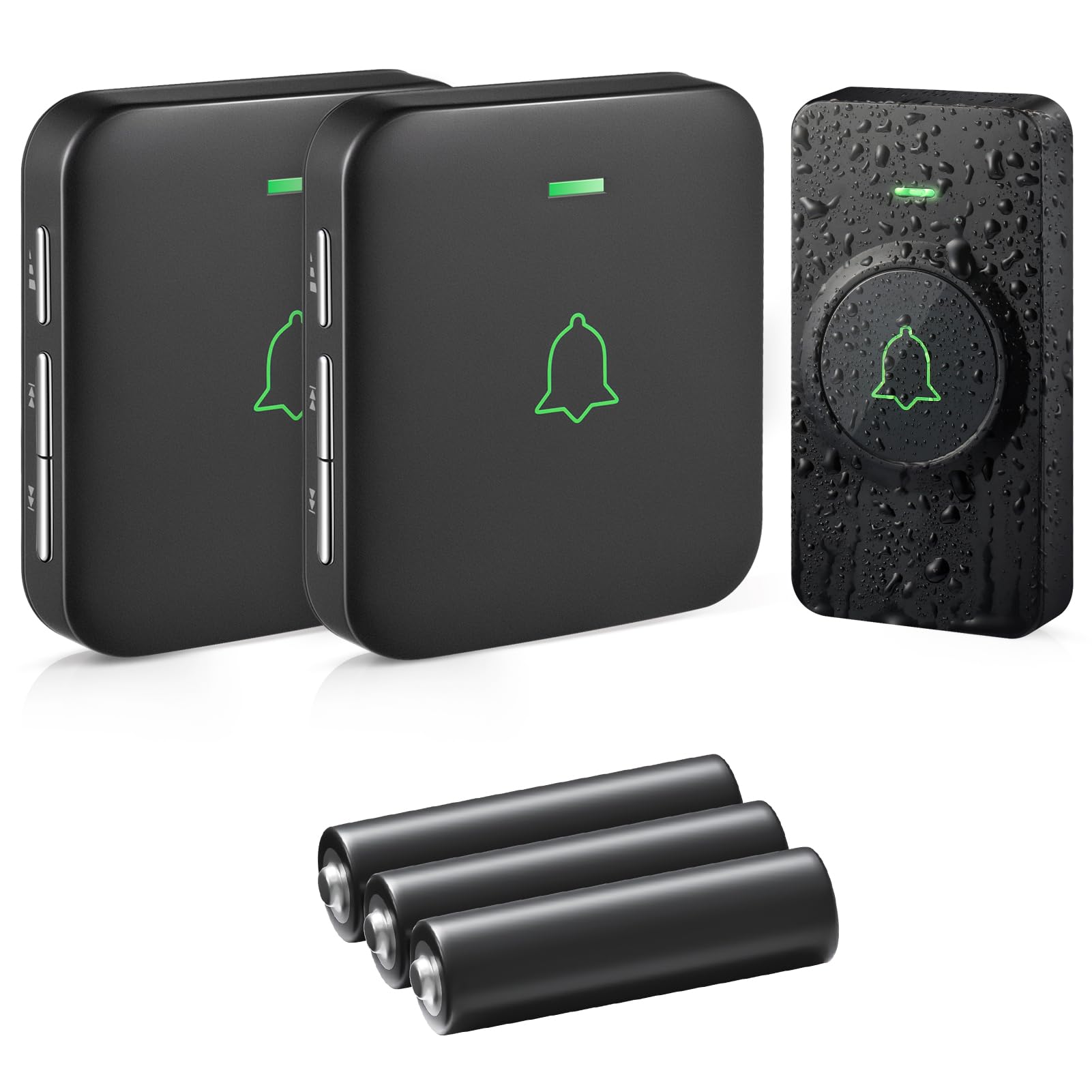 Sonnette sans Fil, AVANTEK Sonnette sans Fil extérieur étanche 400 m étanche, Kit de Carillon électronique, IP55 Eau et poussière, 52 mélodies aux 5 Niveaux de Volume, Batteries incluses, BA-12