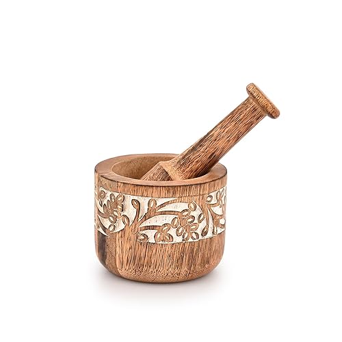 Mortal & Pestle Mango Wood Natural Wooden Mortar & Pestle