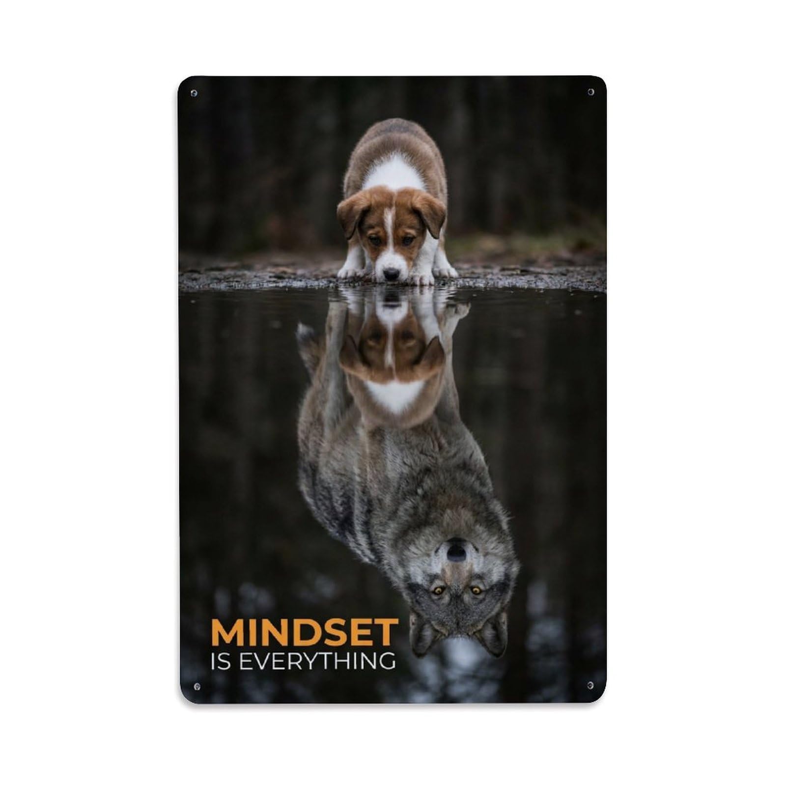 Metal Tin Sign Mindset Is Everything Wolf Animal Motivation Quote