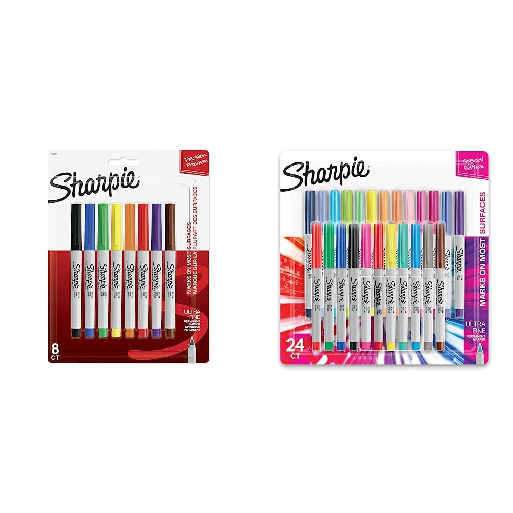 SHARPIE 37600PP Ultra Fine Point Permanent Markers, Assorted Colors, 24 Count