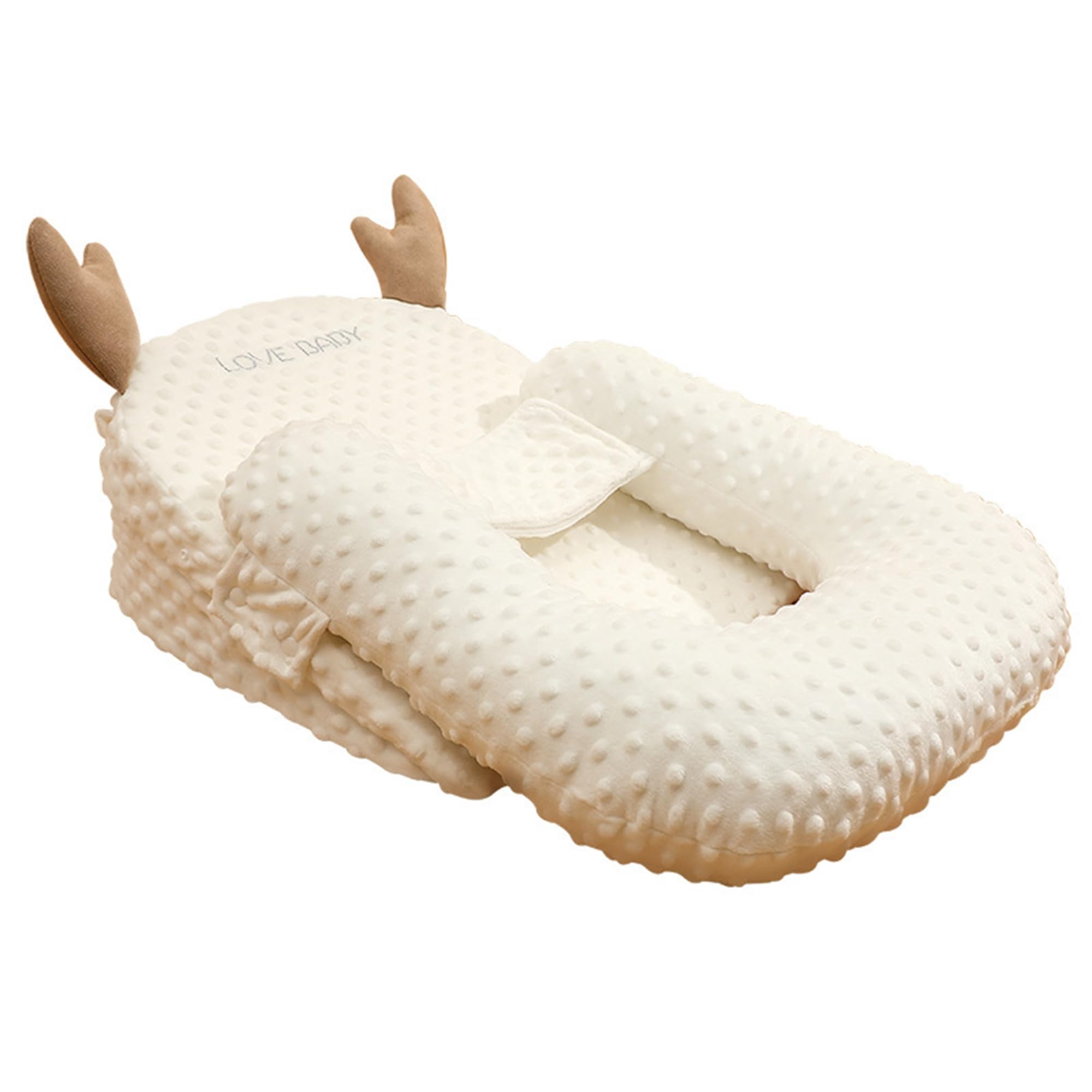 Coussin d'allaitement doux et respirant pour nouveau-né avec coussins compensés pour réduire les crachats (blanc perle, taille unique)