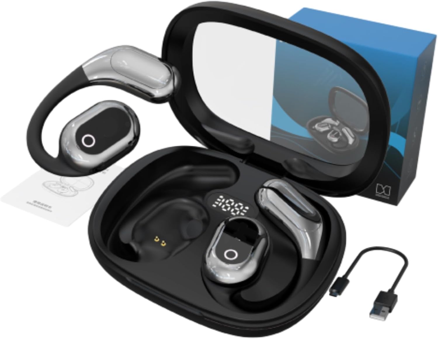 Openair Max Ai Headphones Translator, Open Air Max Ai Headphones Translator, Ai Headphones Language Translation, Wireless Bluetooth Earphones, Multi-Language Support, Easy Operation (Black)