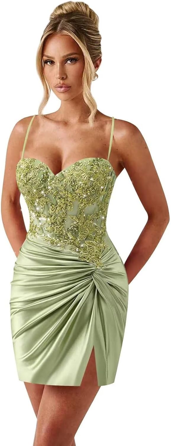 Tight Short Satin Prom Dress 