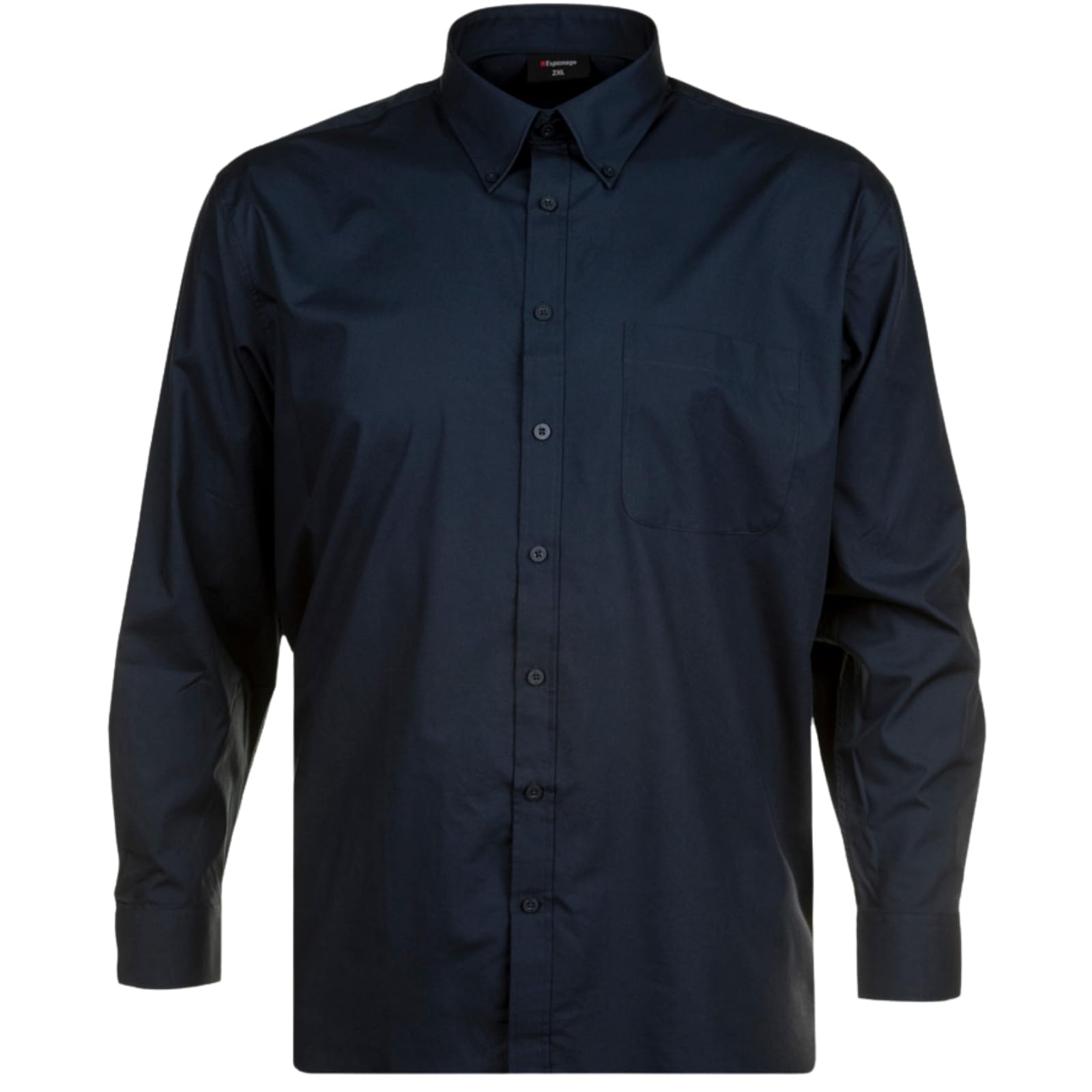 Espionage Mens Big Size Button Down Collar Long Sleeve Shirt (150) in Black in 8XL