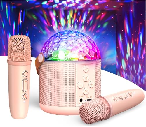 Dislocati Karaoke-machine met 2 Karaoke-microfoons, Cadeau Speelgoed Meisjes 3-15 Jaar, Draagbare Bluetooth-luidspreker met Disco-licht voor Kinderen & Volwassenen, Kerstcadeaus voor Kinderen