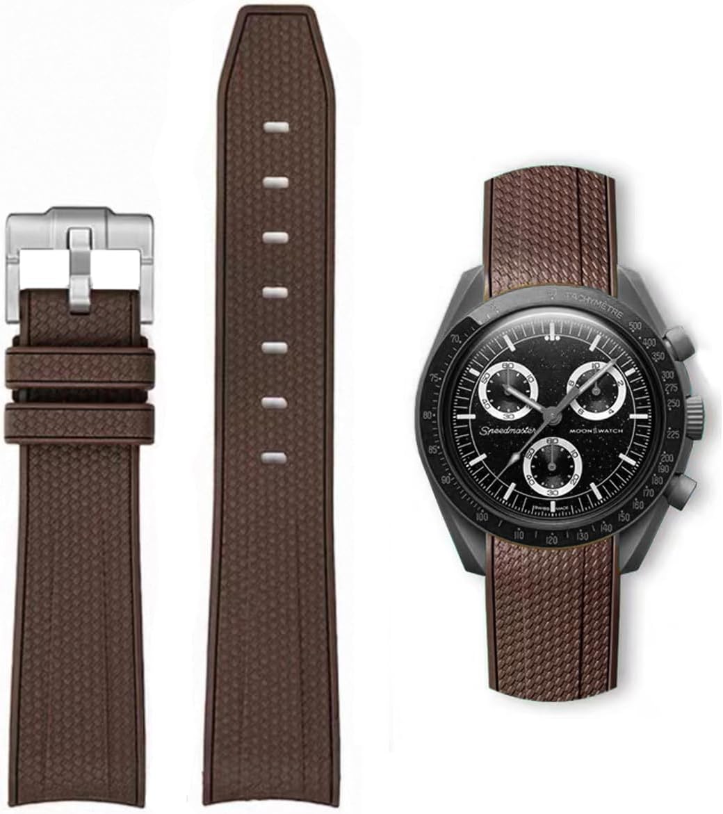 Bands for Moonswatch Watch Rubber for Omega x Swatch MoonSwatch 20mm Rolex Seiko Watch Silicone Men with Stainless Steel Replacement Bracelet Original Bracelet Omega x Swatch MoonSwatch Speedmaster