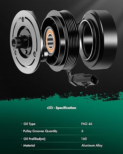 Miniatura 8 de SCITOO Conjunto de bobina de embrague del compresor de CA apto para D-odge Nitro para J-eep Liberty 3.7L 2006 2007 2008 CO 10900C