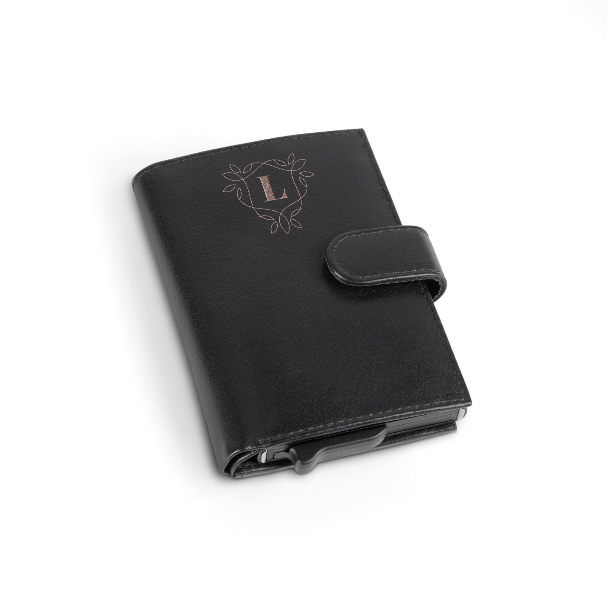 your surprise Porte-Cartes de Visite Personnaliser, Porte-Cartes personnalisé avec nom ou Texte en Cuir de Buffle Nappa avec Espace pour dix Cartes et Une Poche zippée (Noir)
