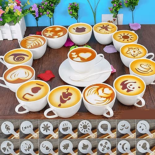 KIT COM 16 MOLDES BARISTA DECORATIVOS PARA CAFÉ CUPCAKE BROWNIE