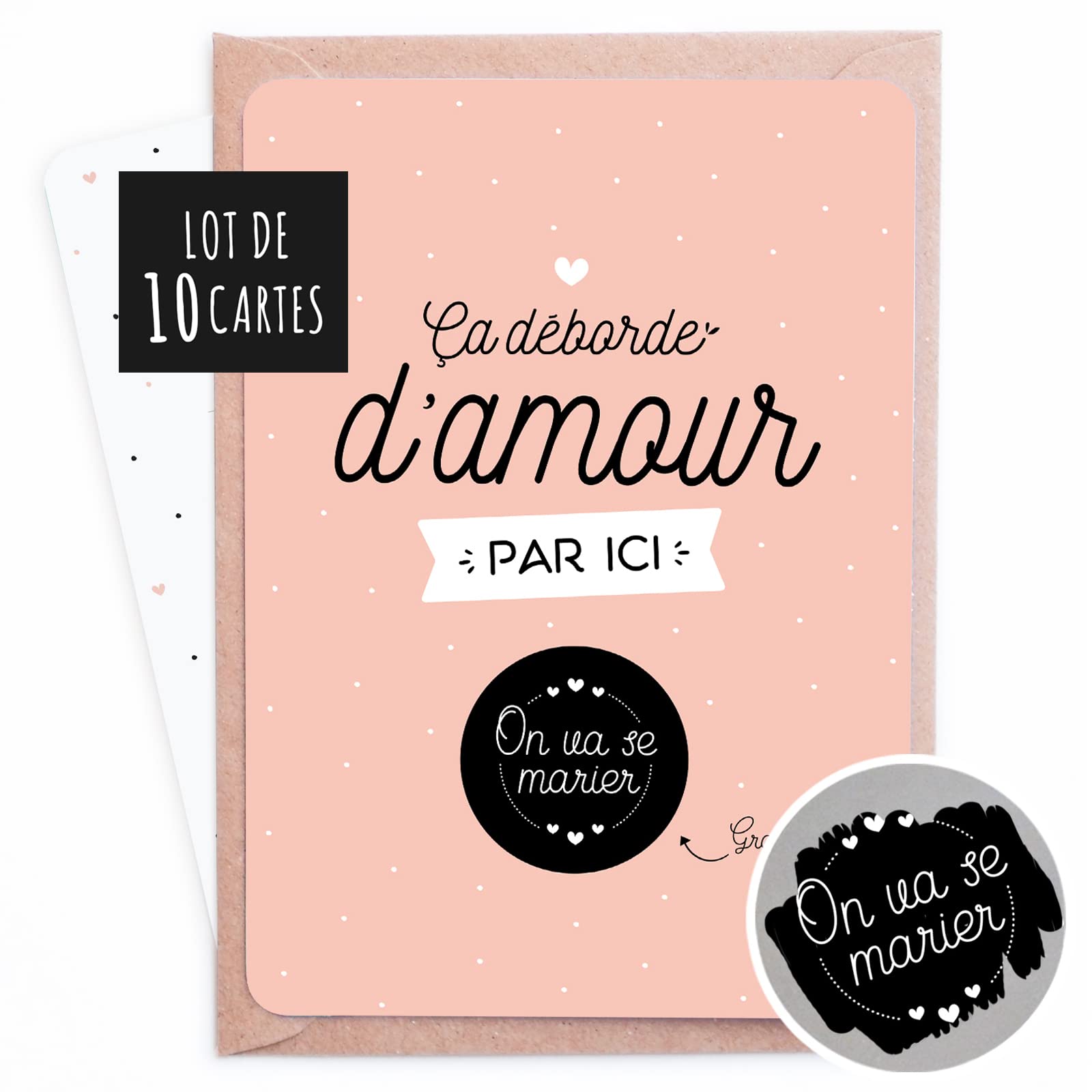 10 Cartes à Gratter Annonce Mariage - Format A6 - 