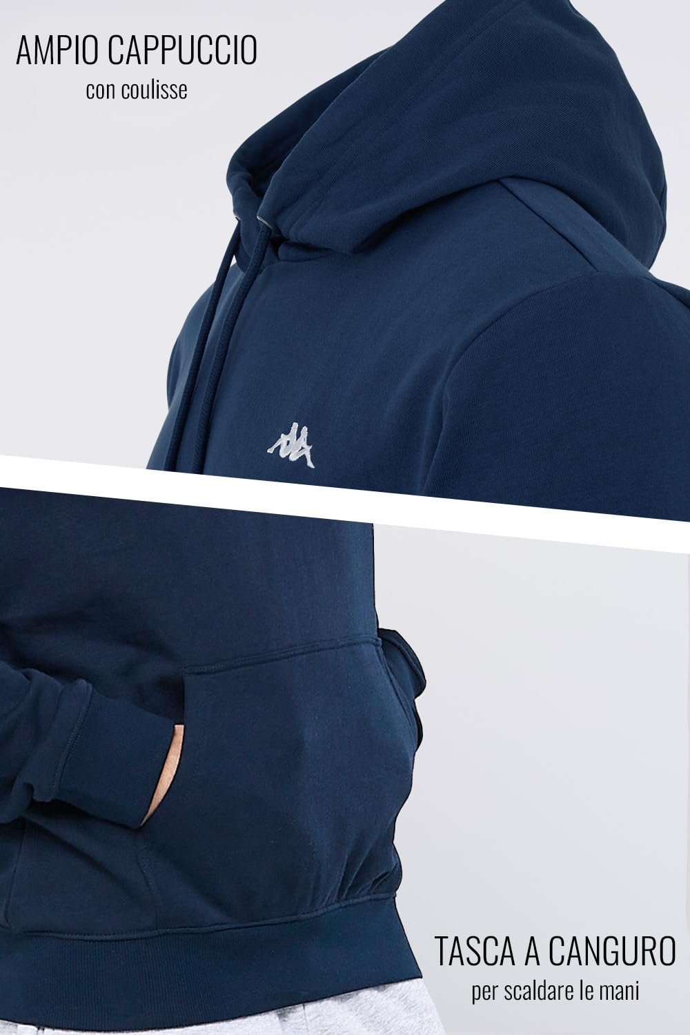 Kappa Felpa con Cappuccio Venno, Leggera, da Uomo, in Cotone di Alta qualità, Ideale per L'Estate e l'autunno, per Il Tempo Libero e Lo Sport, Abbigliamento da Uomo