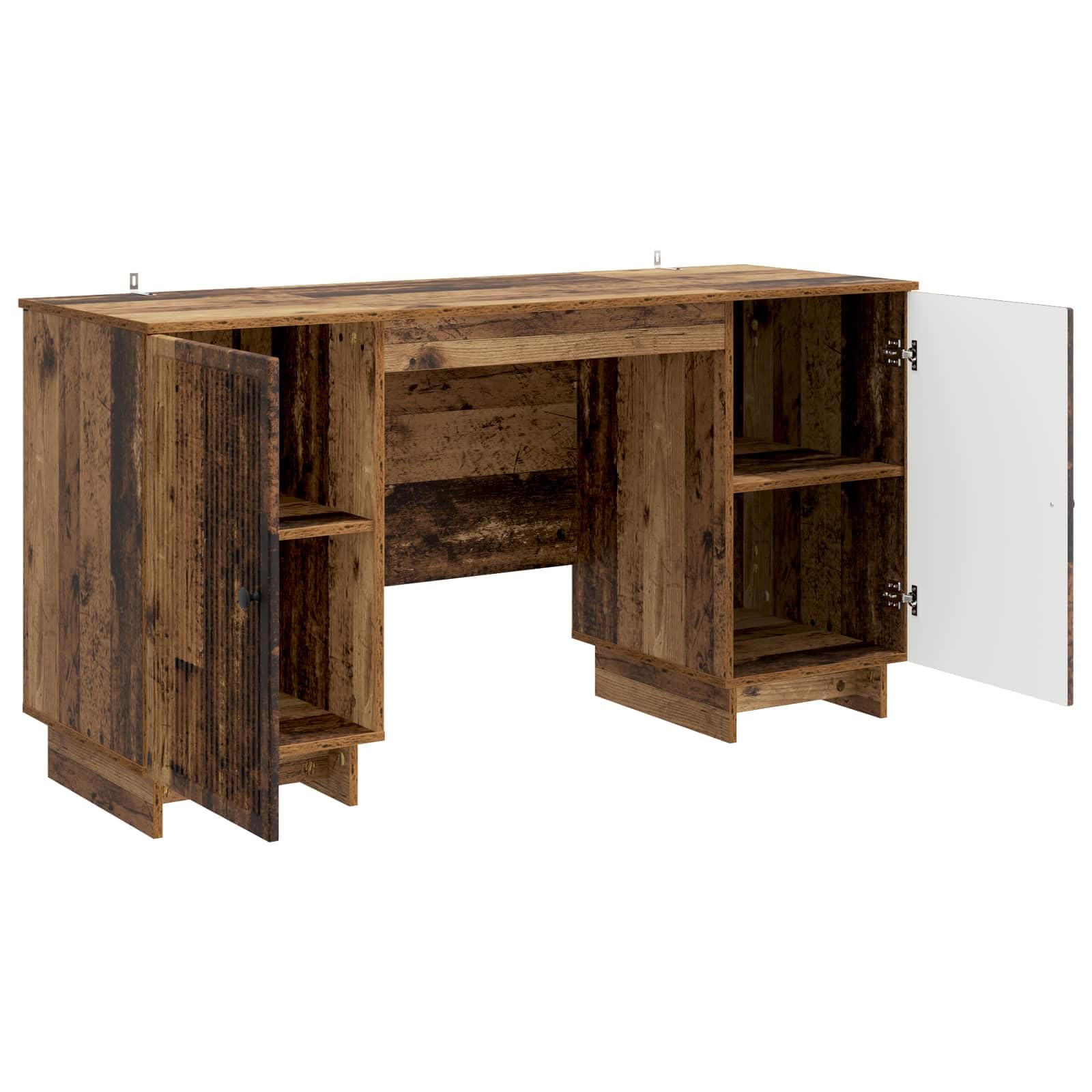 Schreibtisch Altholz Holzwerkstoff 142,5 x 50 x 75 cm Computer PC Büro Laptop Gaming Tisch mit Regal Schublade Stauraum Ablage für Home Office Zimmer Jugend Kind Arbeit Ergonomisch Lernen