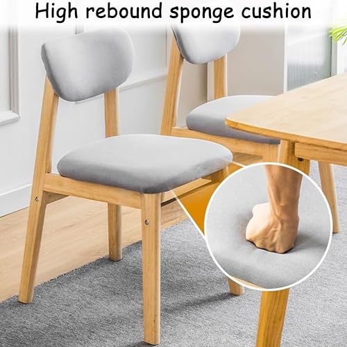 Miniatura 5 de YVYKFZD Juego de sillas de comedor, sillas de cocina de madera maciza, silla de comedor tapizada con respaldo curvo, silla de sala de estar con Gris