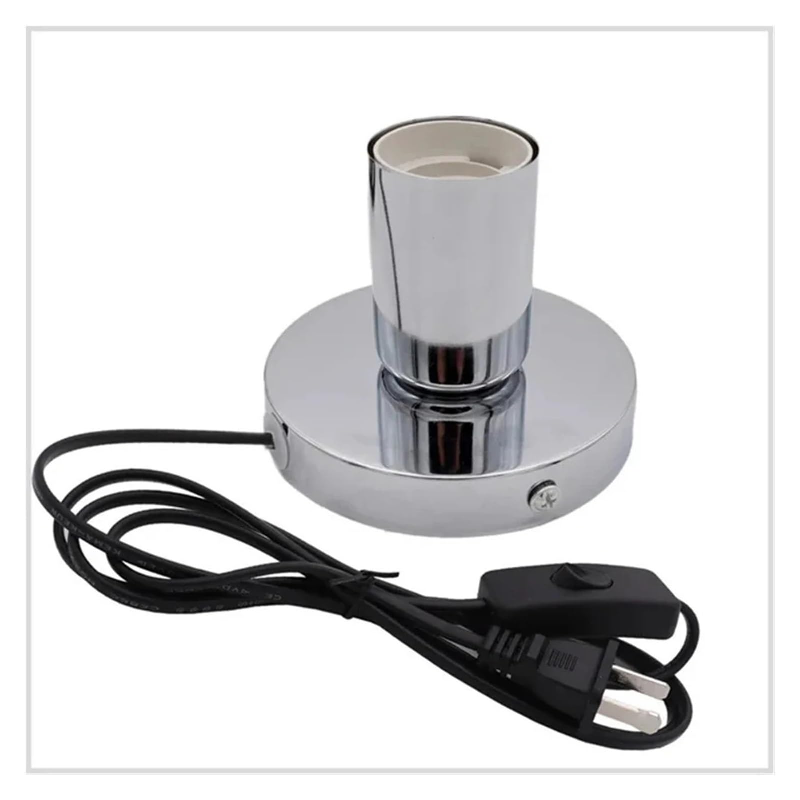 Portalámparas Luz nocturna con Cable de 1,6 M, cabezal de lámpara en línea E27, enchufes de lámpara de mesa, lámpara decorativa(Sliver-U+S Plugs)