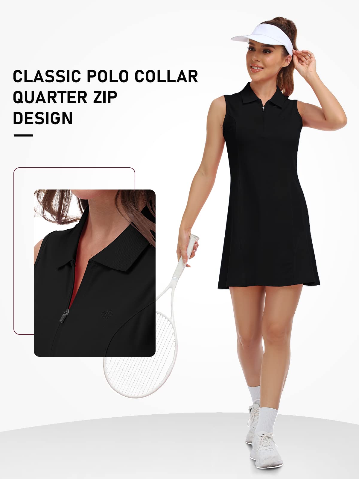 MoFiz Vestito Polo Estivo Lavoro Abito Senza Maniche Sportivo Tenis Golf Dress con Zip da Donna