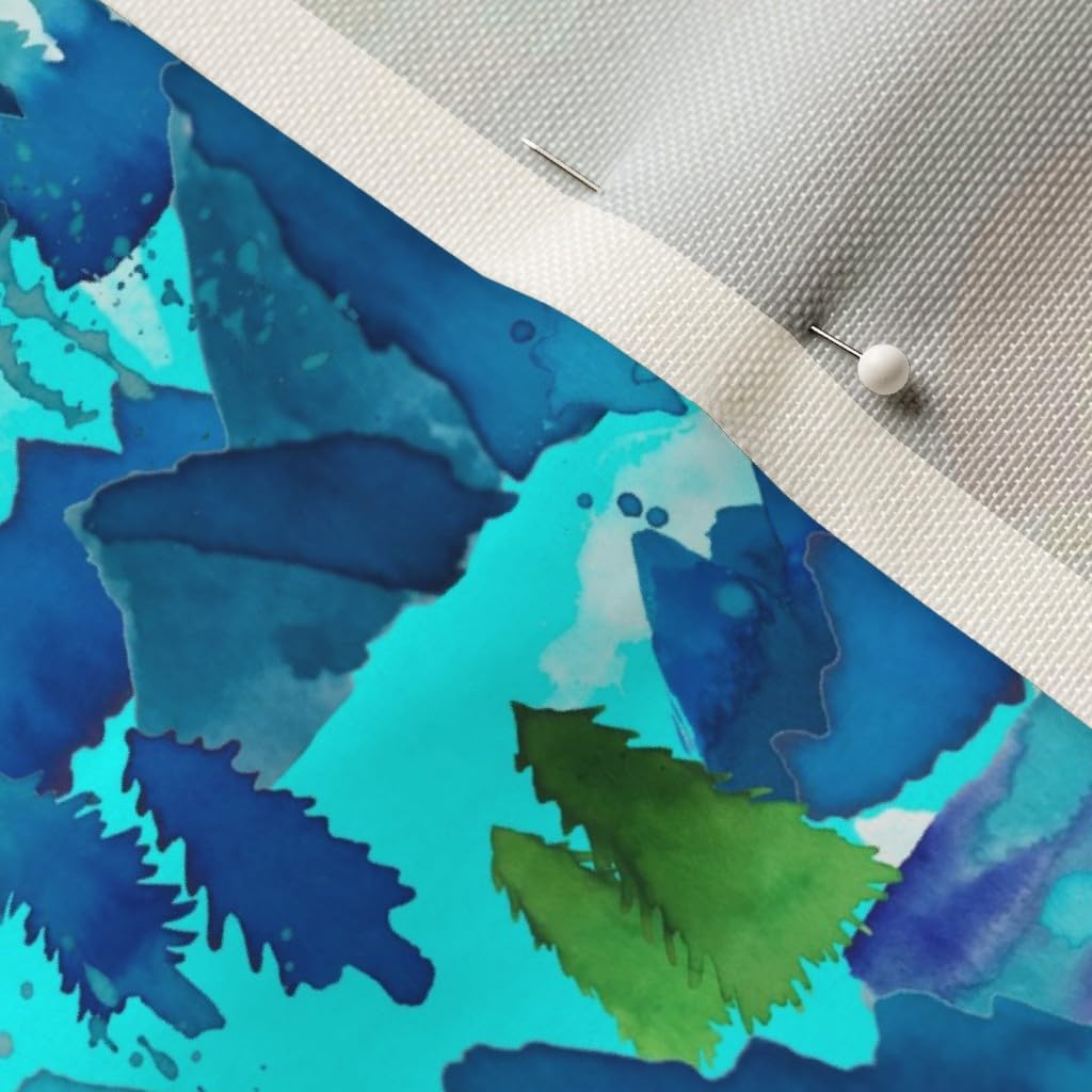 Spoonflower Fabric - Colorado Small Scale Mountain Mountains Trees Watercolor Pine Tree Printed on Upholstery Velvet Fabric Fat Quarter - Upholstery Home Decor Bottomweight Apparel