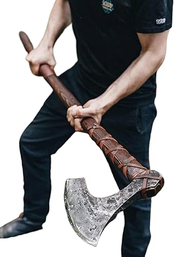 Forest Hunting 42”Two Handed Large Berserker Axe, Large Norse Axes,Scandinavian Style Viking Axe Double Headed ax, Real Battle ax, Wood Handle self