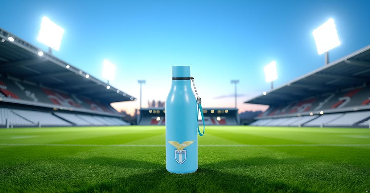 Only4fan S.r.l. Borraccia termica in Acciaio Doppia Parete con laccetto SS Lazio prodotto ufficiale