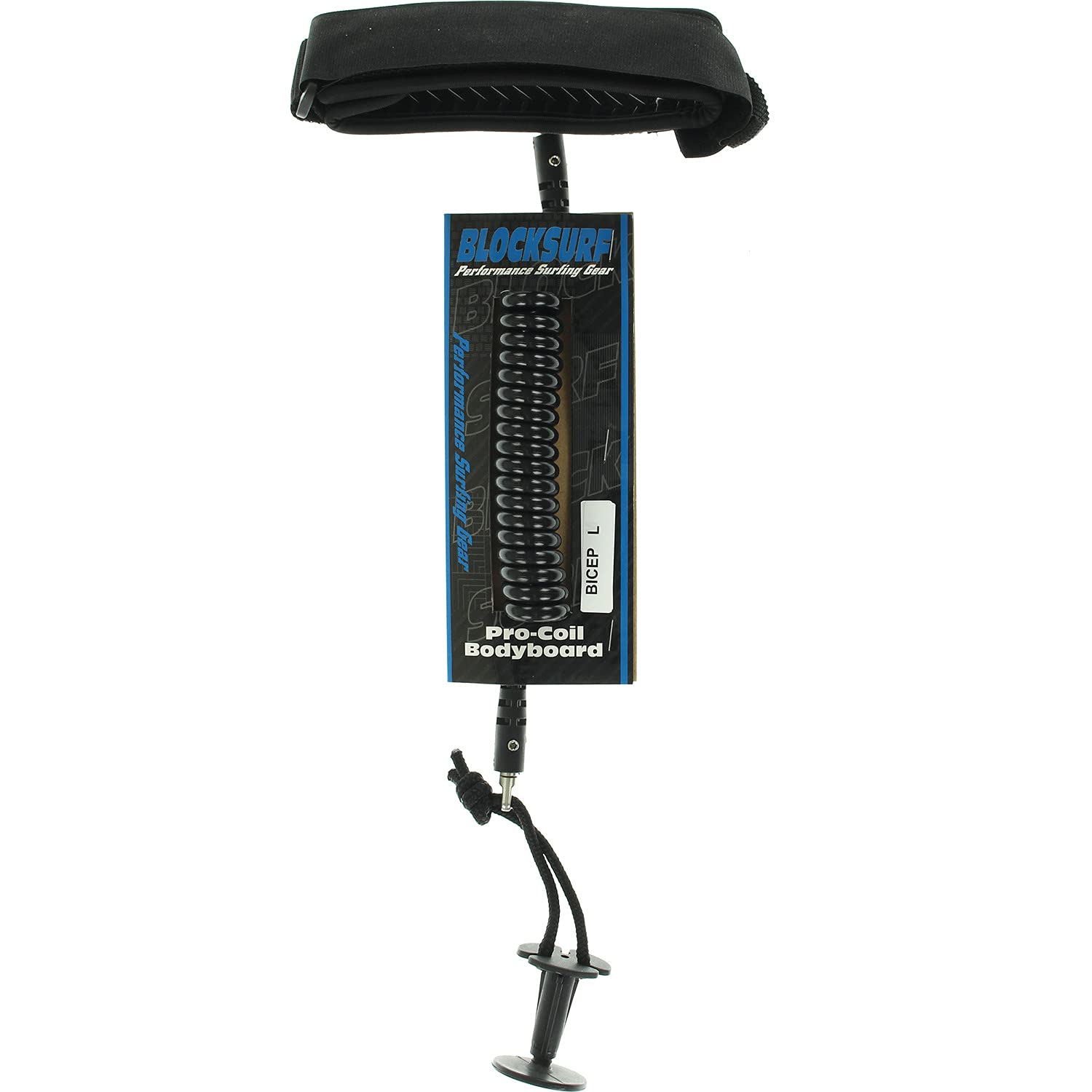 Blocksurf Pro Coiled Bicep LG Black Bodyboard Leash