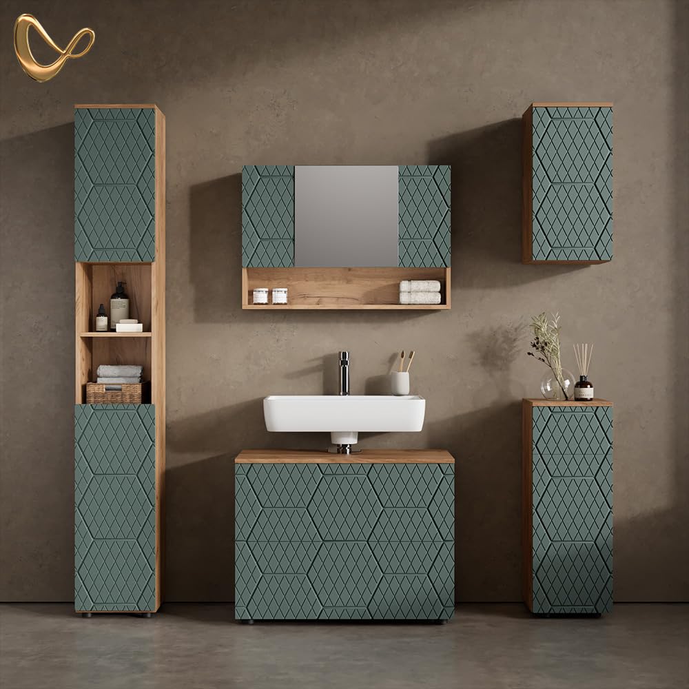 Livinity Waschbeckenunterschrank Ronco, Grün, 80 x 58.6 cm