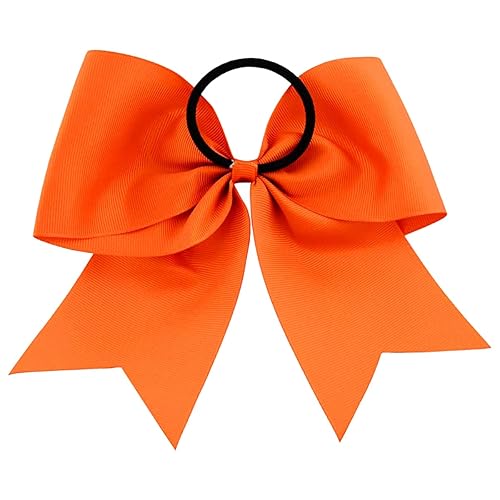 Miniatura 3 de WillingTee 20 lazos grandes de 8 pulgadas para niñas, soporte para cola de caballo, cinta de grogrén, lazos de animadora, bandas elásticas para el