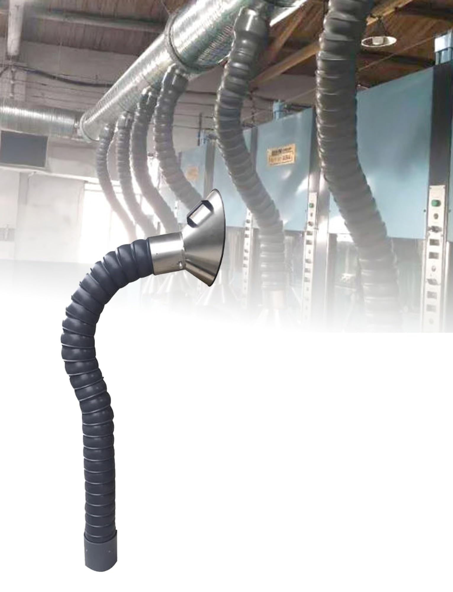 Brazo de tubo de extracción flexible con posicionamiento de capó, campana de extracción de tubos de bambú para marcar humos de soldadura