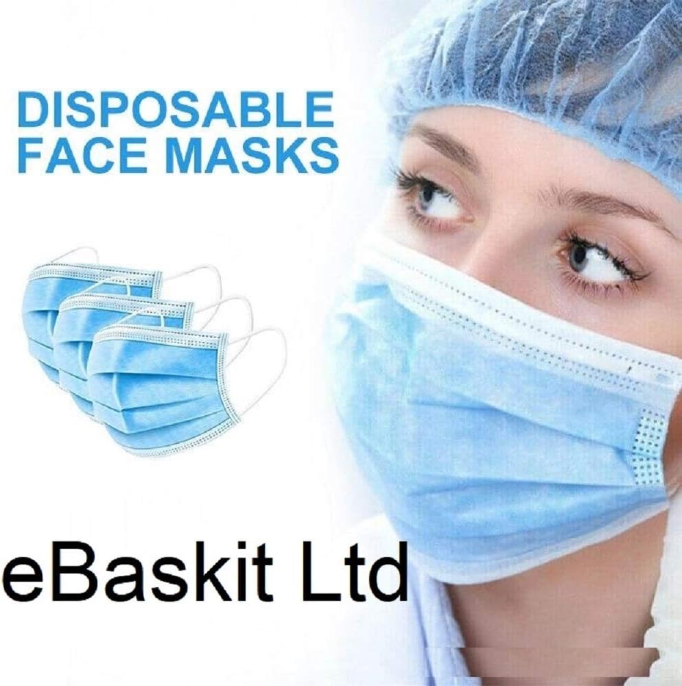Pack of 10 Masks Standard - Sealed Bag - Hygienic Face Masks Protected Health and Beautician Care - Blue or Green