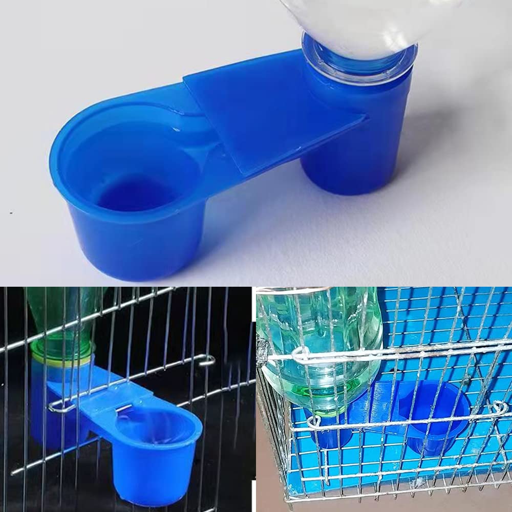 12Pcs Automatic Bird Drinker Feeder Plastic Soda Pop Water Bottle Cup or Pigeons Parrot Chicken Feeder Poultry Cage Cup Supplies (Blue)