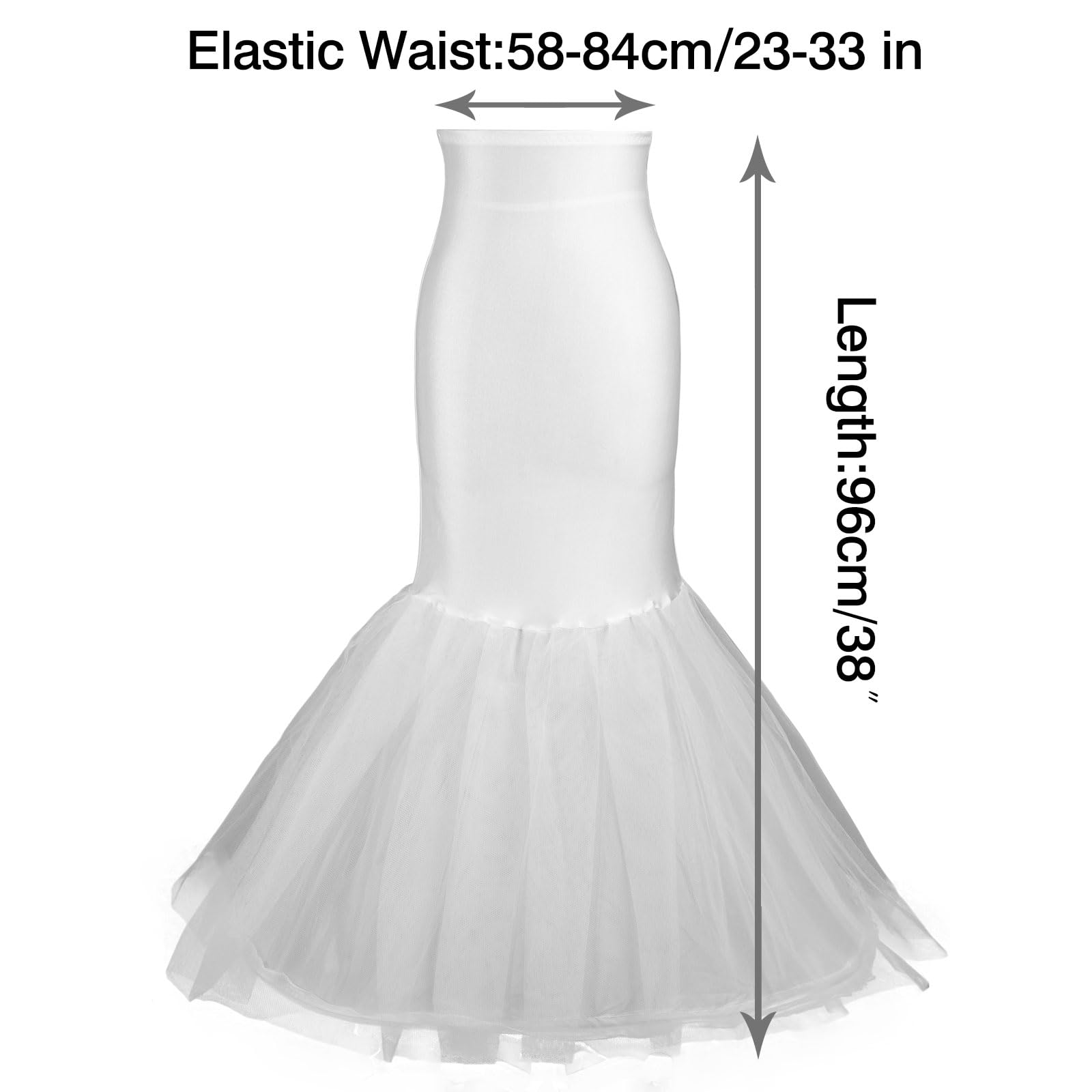 Sirène Jupon pour Sirène Robe de Bal Crinoline Slips Sous-jupe pour Sirène Robe de Mariée - Blanc - taille unique