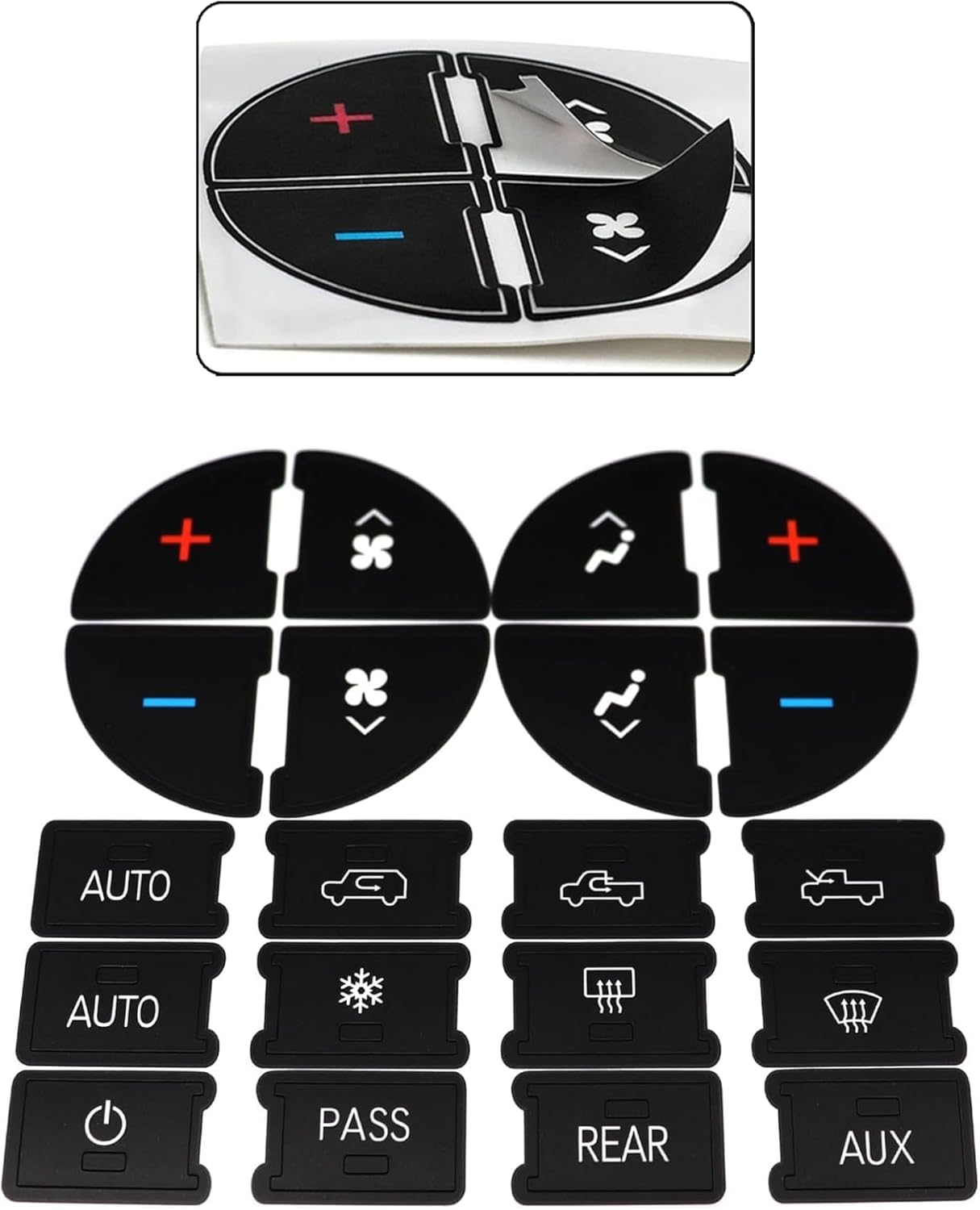 AC Panel Decals and Radio Button Repair Decal Set Fix Ruined Faded A/C Button Dash Sticker Repair Kit Compatible with Chevy Silverado Suburban Tahoe Fit for GMC Sierra Yukon 2006-2014