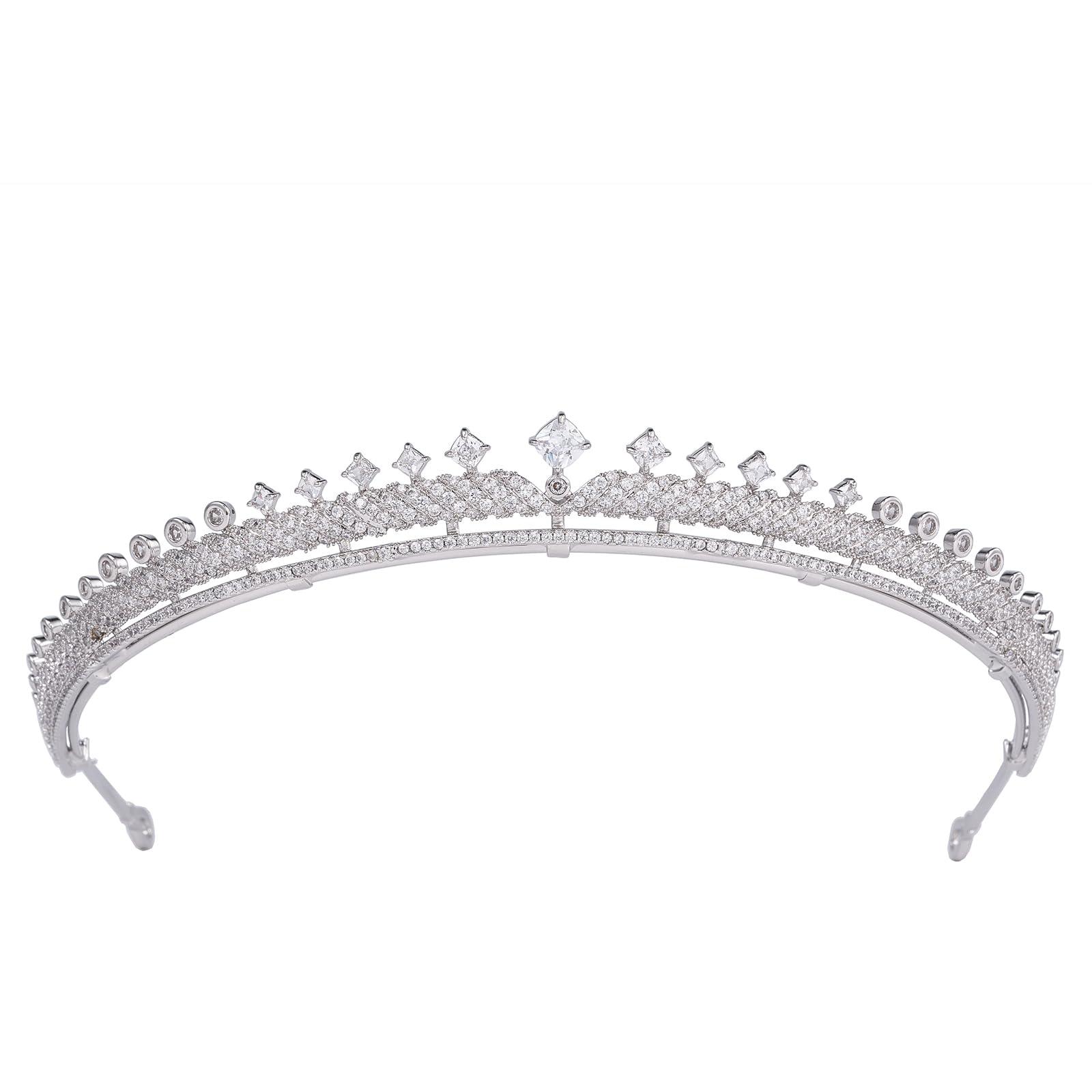 QXMYOO Tiaras de boda de circonita cúbica para novia, pequeña, dulce cumpleaños 16, graduación, corona de reina, tocado para 15 años, quinceañeras 2023, accesorios para el cabello de novia de plata