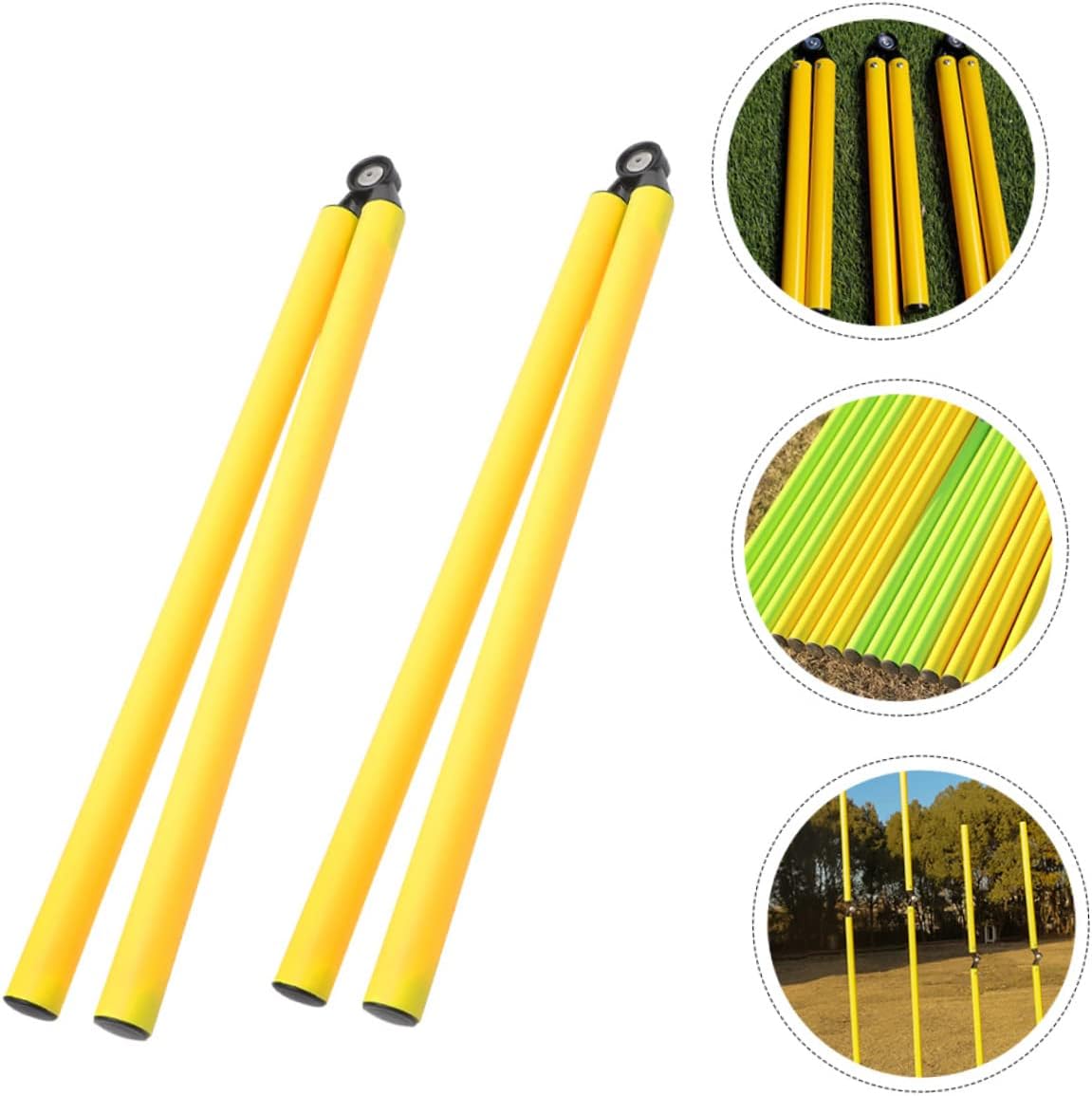 2 Pack Soccer Training Pole Agility Training Tool Football Agility Rods Men's Equipment Soccer Poles Yellow 1m Collapsible