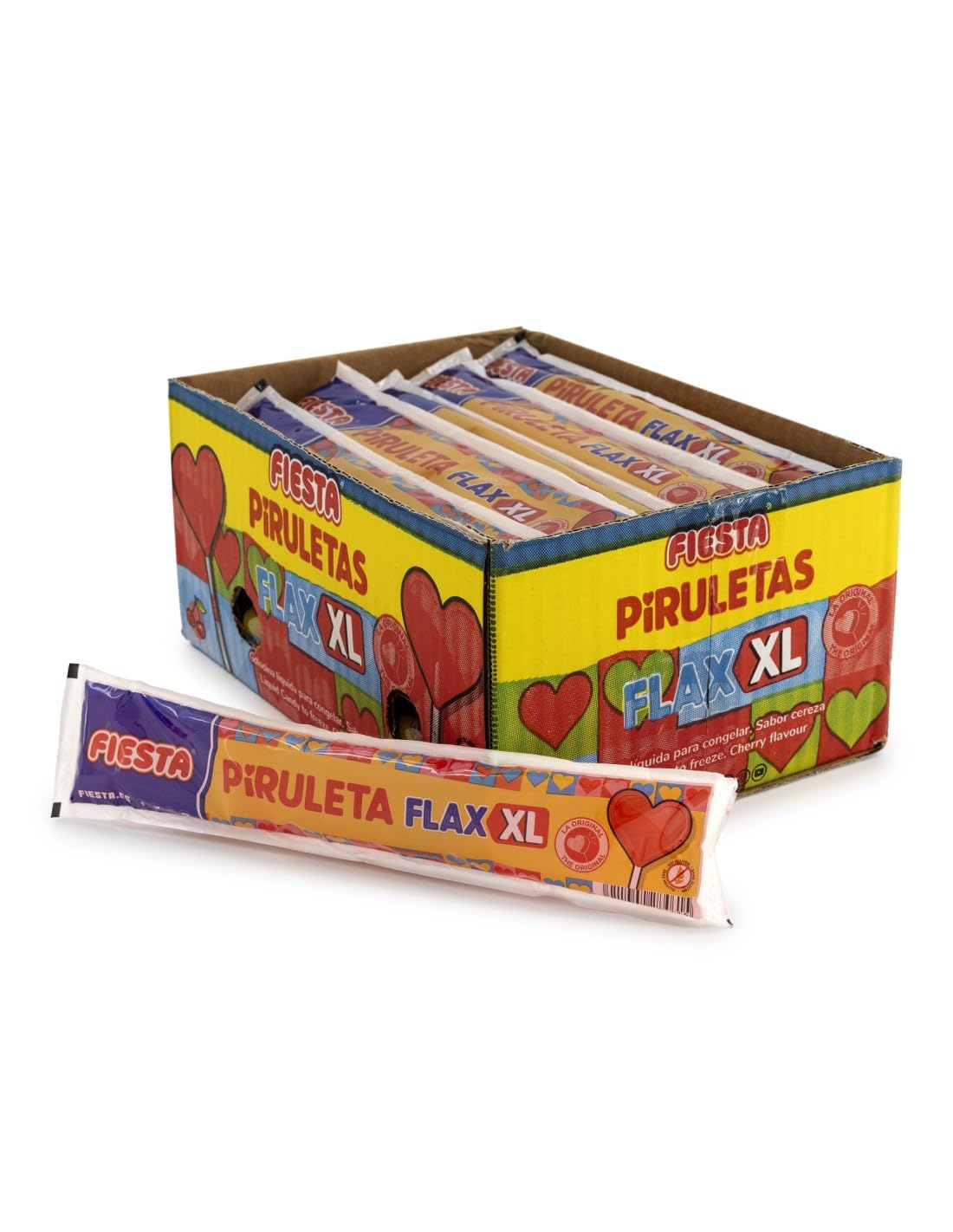 FIESTA Piruleta Flax XL Golosina Líquida Congelable Flash Sabor Cereza - Caja de 60 unidades x 105 ml