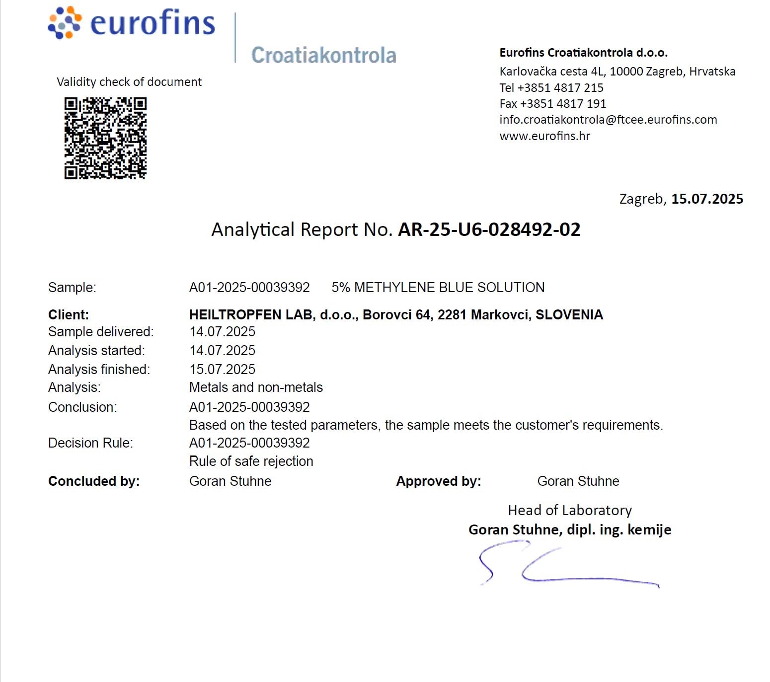 Solución de azul de metileno al 5%, 1000 ml | Ultraalta pureza | Ingredientes de grado farmacéutico USP - Probado por terceros | Sin formaldehído | Envase de vidrio | Heiltropfen